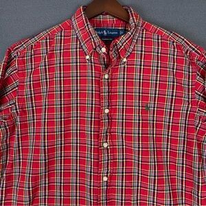 Ralph Lauren Flannel Men's Large Classic Fit Plaid Long Sleeve Button Down Shirt